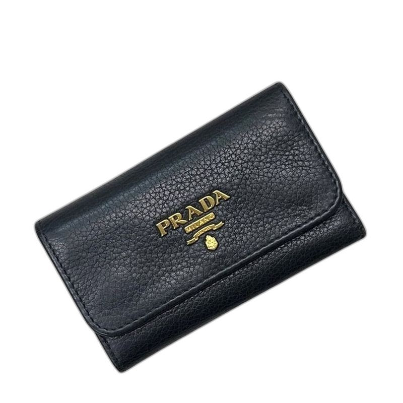 Prada 6 Key Case Black Nero Leather Holder
