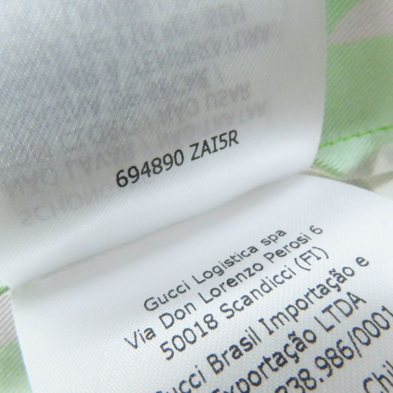 Gucci 22AW 694890 100% Silk Floral Print Short-sleeved Shirt Light Green Pink