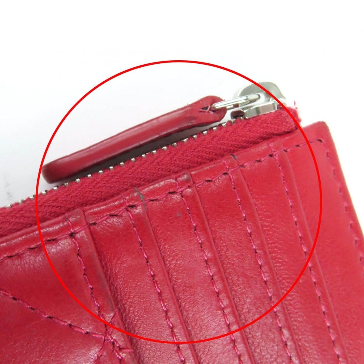 Chanel CC Logo Quilted Lambskin Fragment Case Coin Red Silver Handbag — view 10