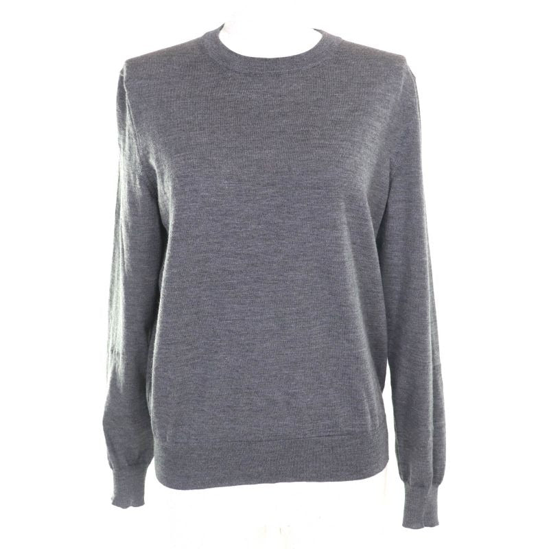 Balenciaga 100% Wool Back Logo Crew Neck Long Sleeve Knit Sweater Grey XS
