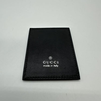 Gucci 001 3071 Shoulder Bag Leather Black Chic Vintage With Mirror Billfold