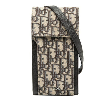 Dior Oblique Shoulder Bag Pochette Beige Navy Black Canvas Leather