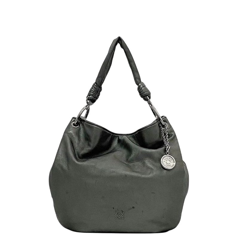 Loewe Tote Bag Metallic Gray Anagram Leather