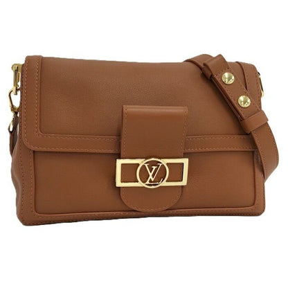 Louis Vuitton Shoulder Bag Dauphine Soft MM Cognac Calf Leather