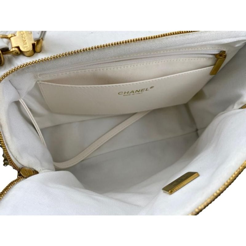 Chanel As3740 Beau Ring Bag Calf Handbag Shoulder Bag Random Plate White Gold