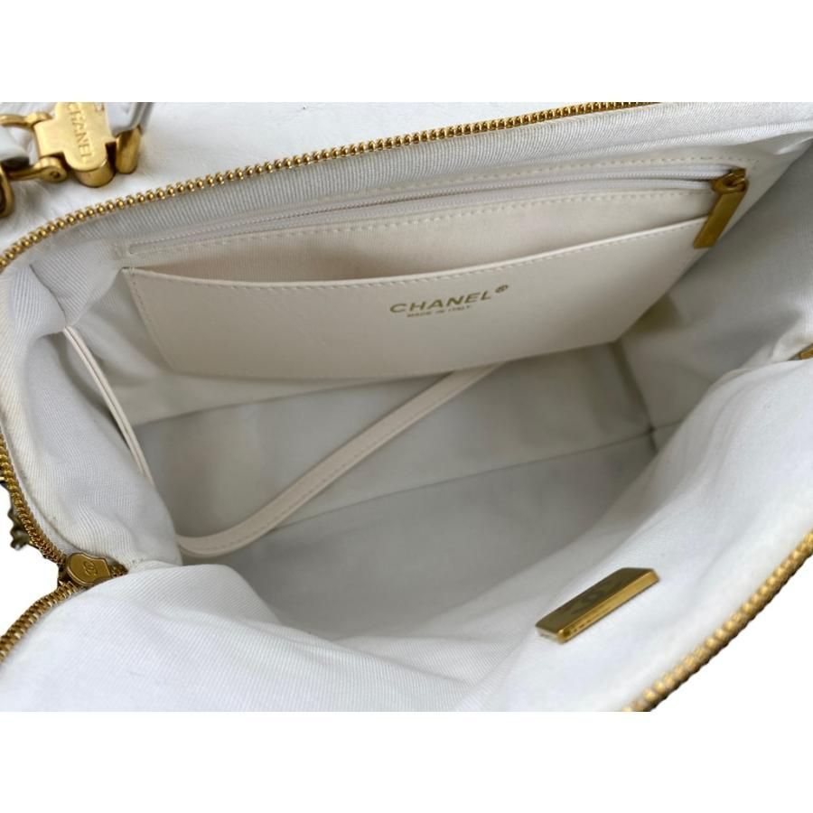 Chanel As3740 Beau Ring Bag Calf Handbag Shoulder Bag Random Plate White Gold