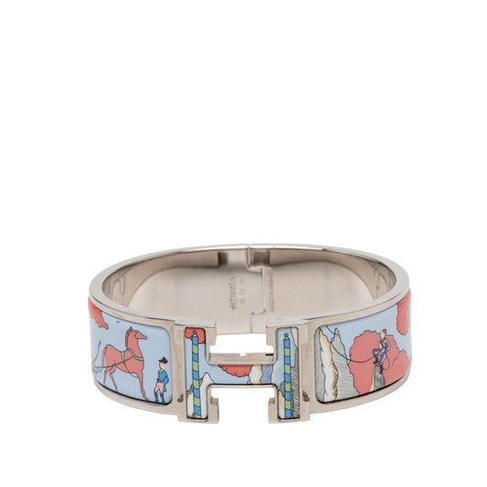 Hermes Clic Clac PM Silver Blue Multicolor Metal Bracelet