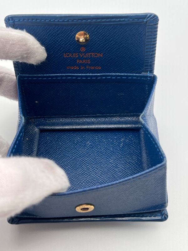 Louis Vuitton Coin Case Coin Case Portmonnais Bois Epi Blue M63695 07bs258