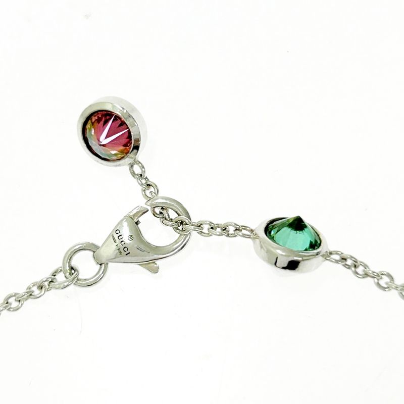 Gucci Silver Colored Stone Blinds for Love Necklace 10.5g 925 Engraved 469718