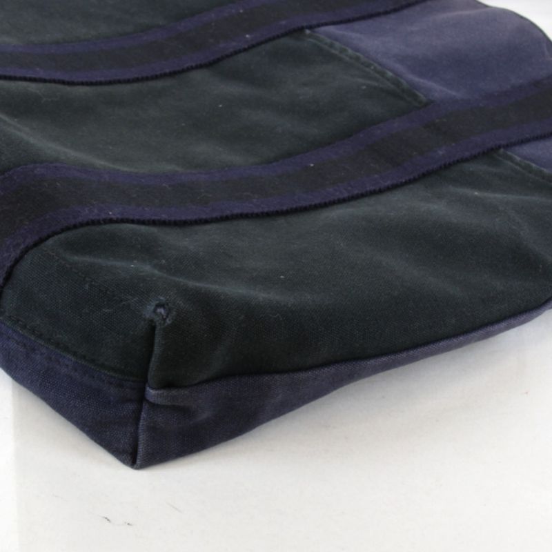 Hermes Fourre Tout Cabas Tote Bag Canvas Navy