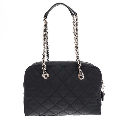 Prada Quilted Chain Tote Bag Nylon Quilted Chain Tote Bag 1bb903 Black