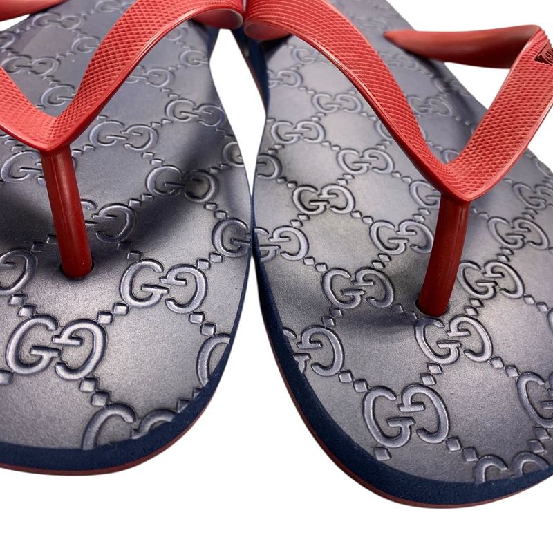 2767 Gucci Flip Flops GG Men's 283029 GG Partan Size 8 Approx 27cm (10.63in)