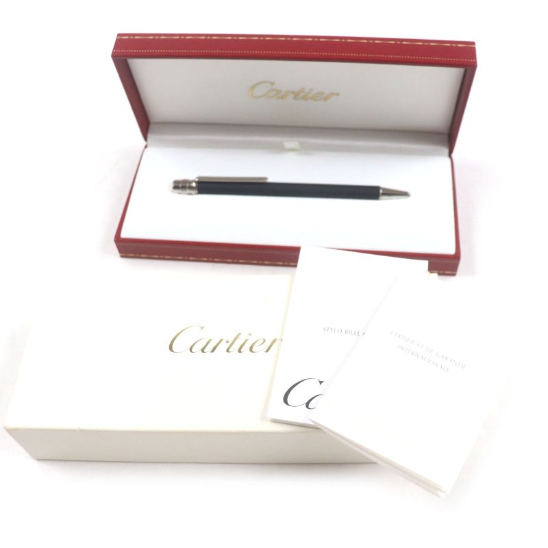 Cartier Santos Twist Ballpoint Pen Matte Black Silver With Box And Case Made