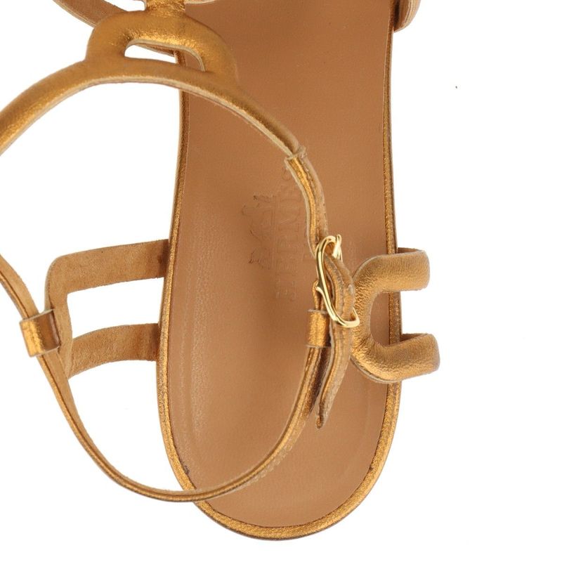 Hermes Leather Belt Sandals Women's 36 Gold Made In Italy