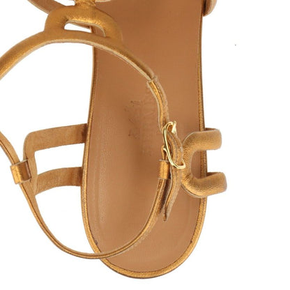 Hermes Leather Belt Sandals Women's 36 Gold Made In Italy