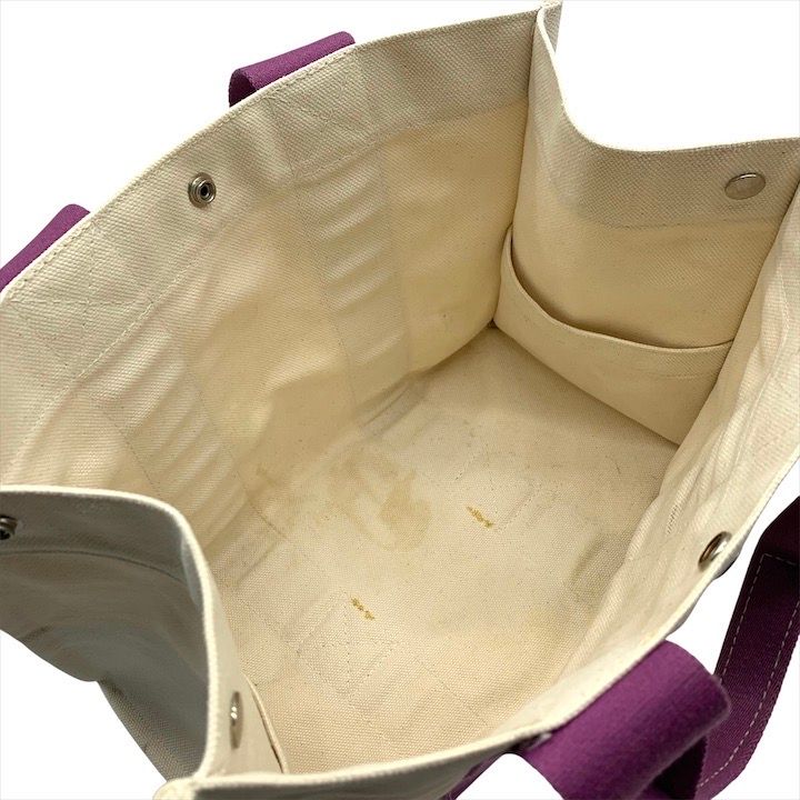 Hermes Bora Canvas Hand Tote White Purple
