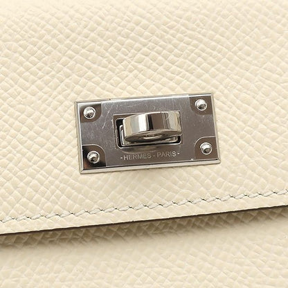 Hermes Coin Case Kelly Pocket Compact Vaux Epson Nata Silver Hardware Ivory B