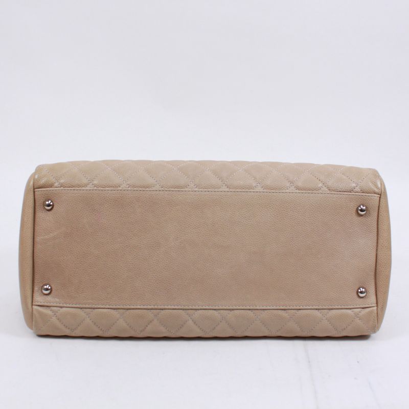 Chanel Matelasse Beau Ring Bag Caviar Skin Beige Shoulder Bag Silver