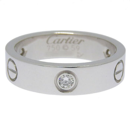 Cartier Love Half Diamond Ring 18K White Gold 750 White Gold Diamond #59