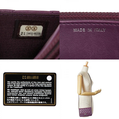 Chanel Boy Chanel Coco Mark Crossbody Chain Wallet Shoulder Bag Purple Lambskin