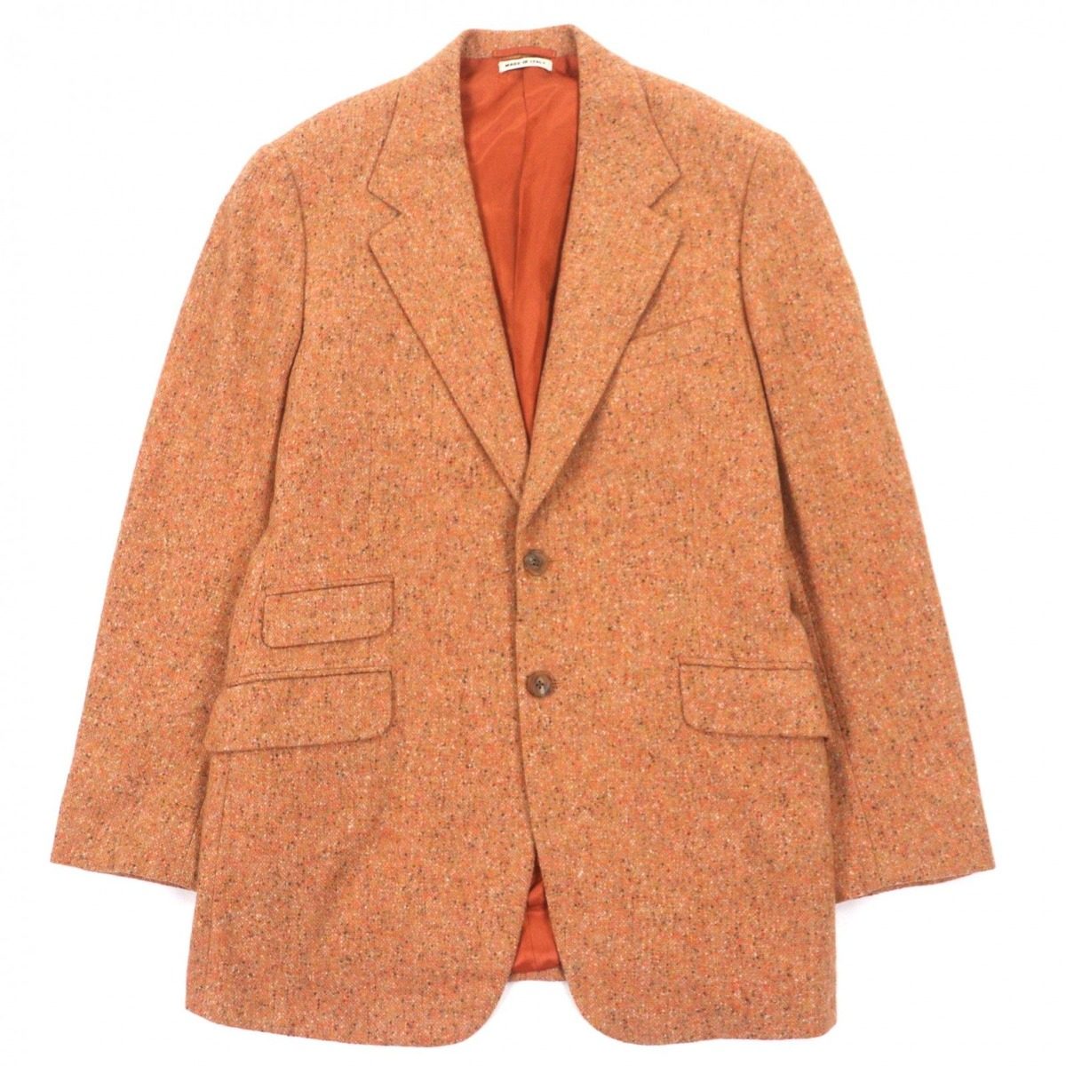 Hermes Cashmere Tweed Single Jacket Blue Orange 48