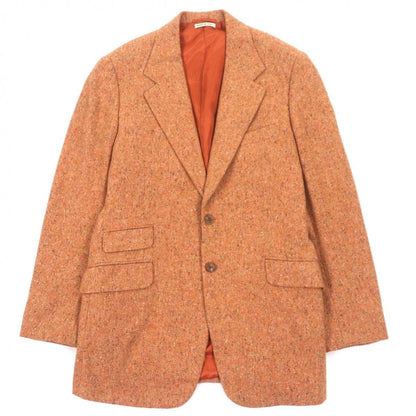 Hermes Cashmere Tweed Single Jacket Blue Orange 48