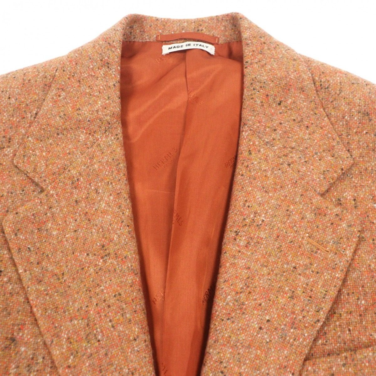 Hermes Cashmere Tweed Single Jacket Blue Orange 48 — view 2