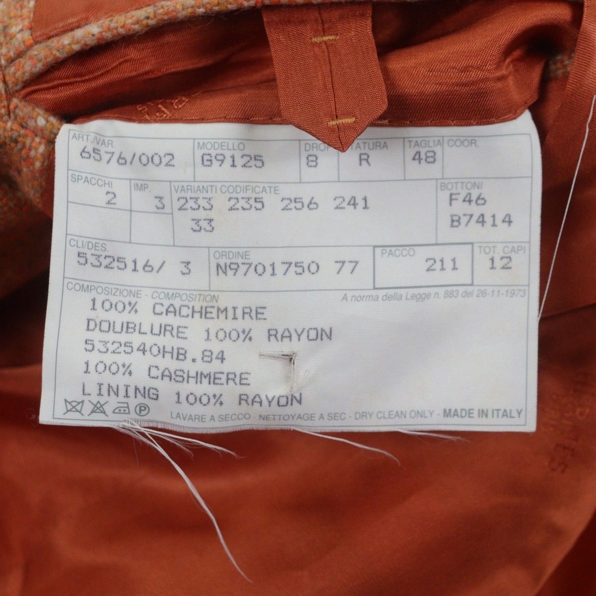 Hermes Cashmere Tweed Single Jacket Blue Orange 48 — view 9