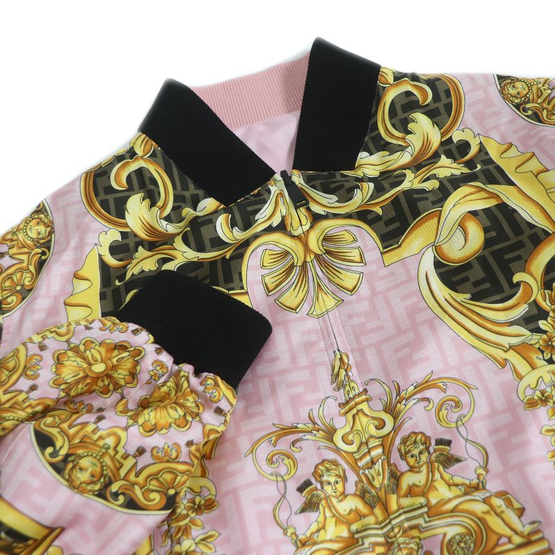Fendi Versace Fendace 22SS Fw1091 100% Silk Zucca Baroque Reversible Blouson