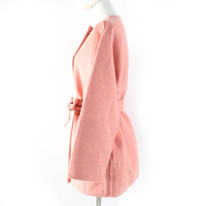 Hermes 22AW 2h0122db 100% Cashmere Double Face Coat With Belt Collarless Coat