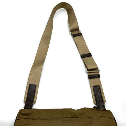 Prada Shoulder Bag Khaki Nylon/leather Triangle Logo Triangle Logo Ladies Men