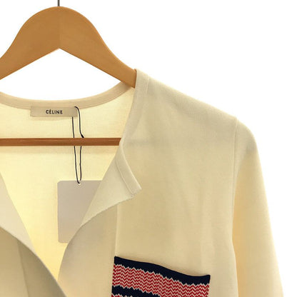 Celine - Phoebe Period Chest Pocket V-neck Knit - S - Off White - Women's