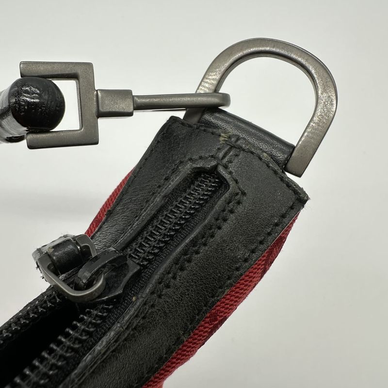 Gucci 000-0531 Shoulder Bag Handbag GG Canvas Bamboo Red Black Women