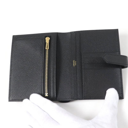 Hermes Bearn Compact Gold Hardware Vaux Epson Bifold Wallet Black With W
