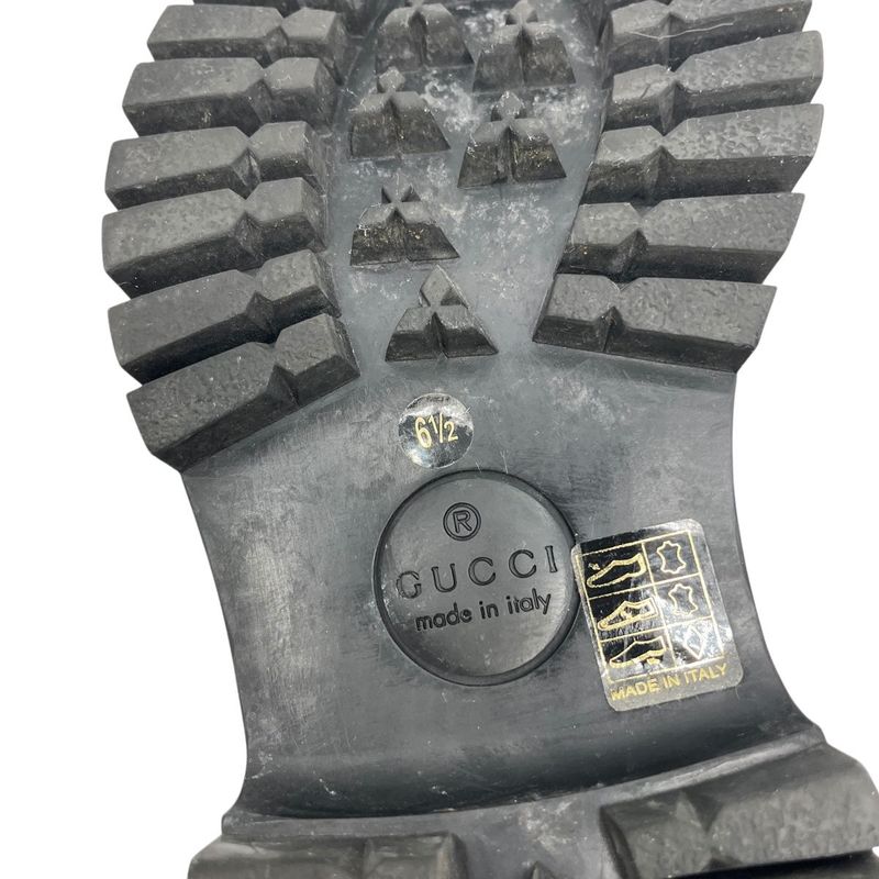 2704 Gucci Boots Wool Horsebit Loafers 6 1 2 598315 Navy Red GG Pattern Thick