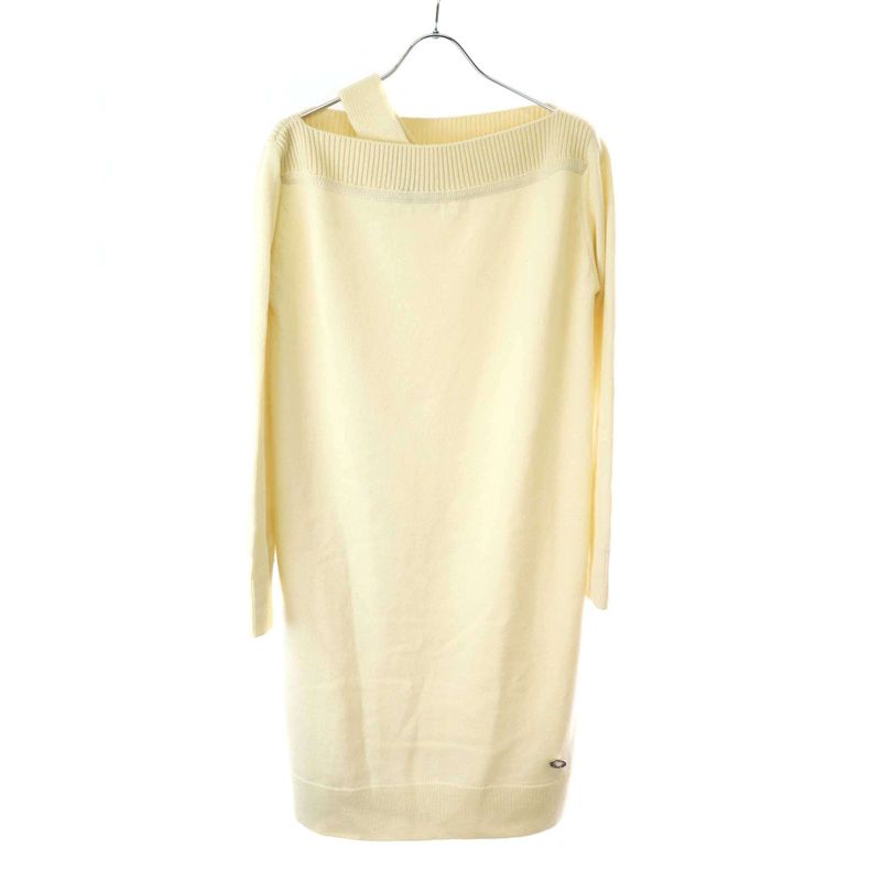 Hermes 24aw Asymmetrical Cashmere Knit Dress 4h2541d1 Ivory 36