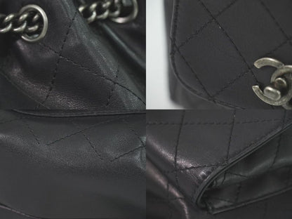 Authentic Chanel Coco Mark Matelasse 2WAY Chain Drawstring Backpack Sac Handbag