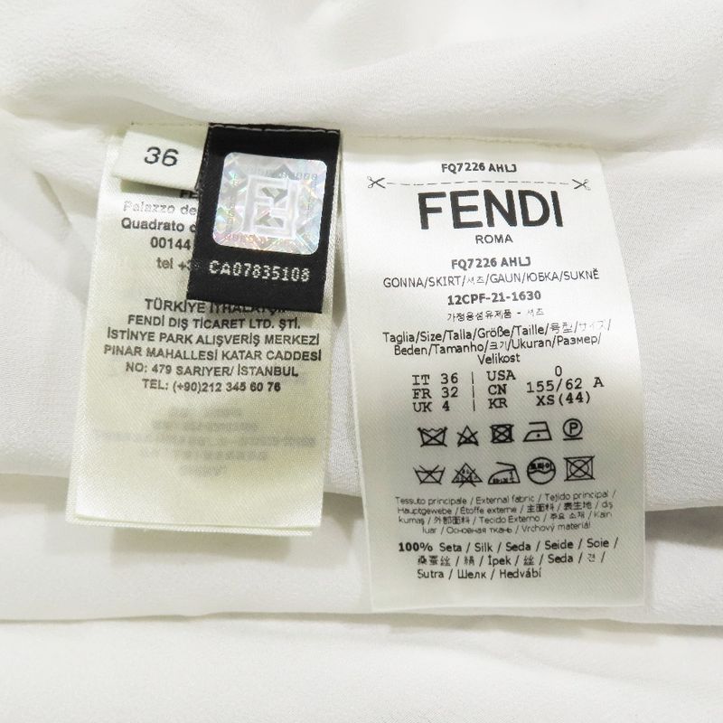 Unused 21 Fendi Calligraphy Ff Logo Zucca Asymmetrical Flared Skirt Long Mimore