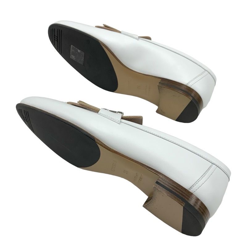 Hermes Royale Loafer Leather Shoes Leather White Beige White Silver Moccasin