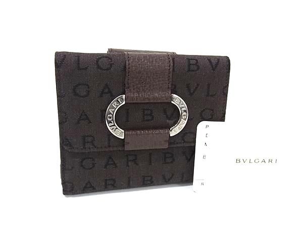 Bvlgari Logomania Canvas And Leather Bifold Wallet Billfold Brown Fu2105