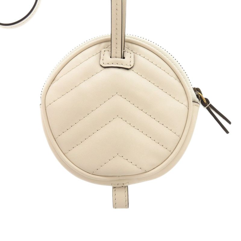 Gucci GG Marmont 698787 Leather Black Off White Coin Case Black White 1462 Gucci