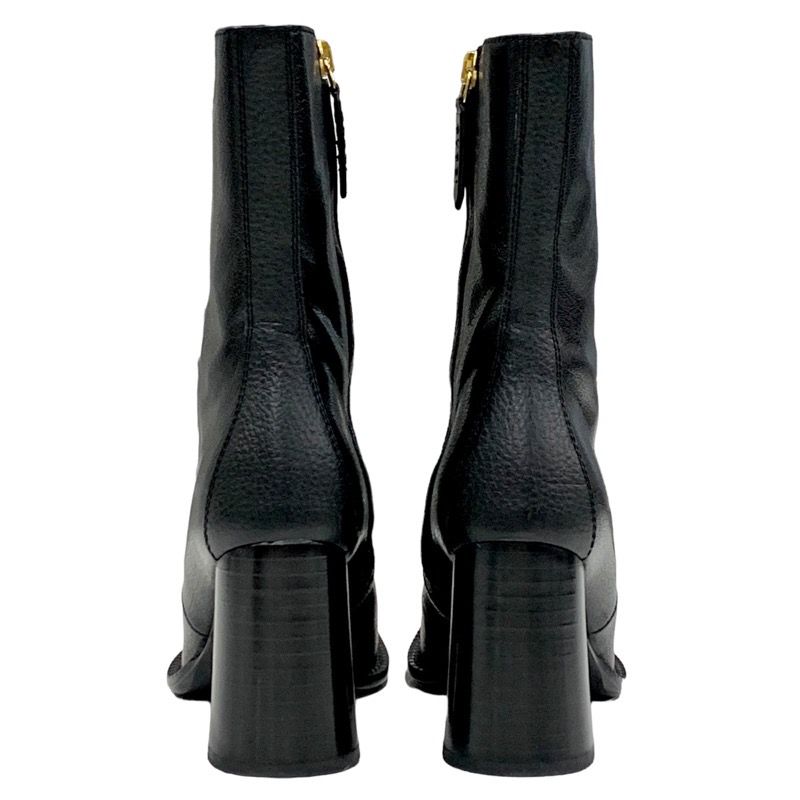 Gucci Boots Short Boots Shoes Chain Belt Leather Black Gold