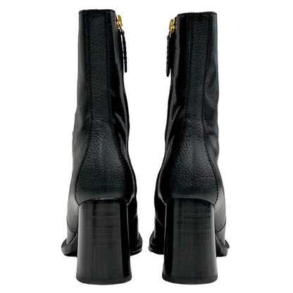 Gucci Boots Short Boots Shoes Chain Belt Leather Black Gold