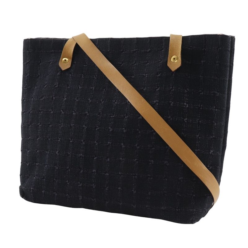 Hermes Amedava Cabas De Poche Long Shoulder Canvas Black Women's Shoulder Bag