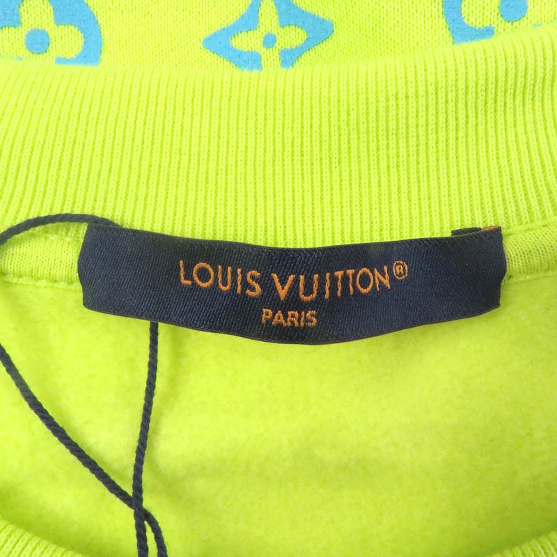 Louis Vuitton 2023 100% Cotton Monogram Print Allover Sweatshirt Lime Green L