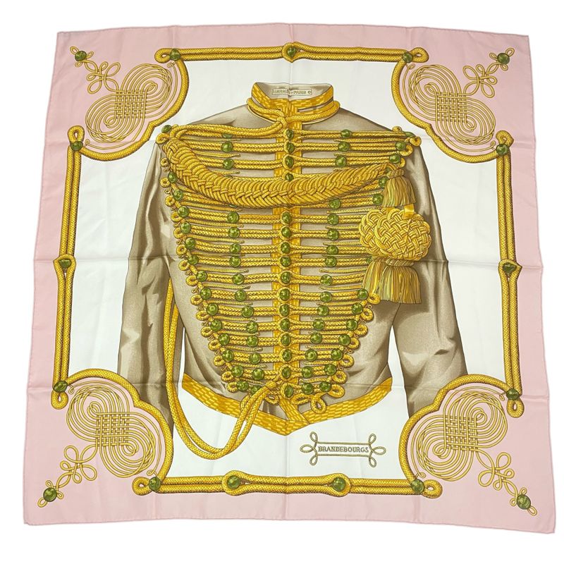 Hermes Carre 90 Brandebourgs Brandenburg Decor Scarf Silk Pink