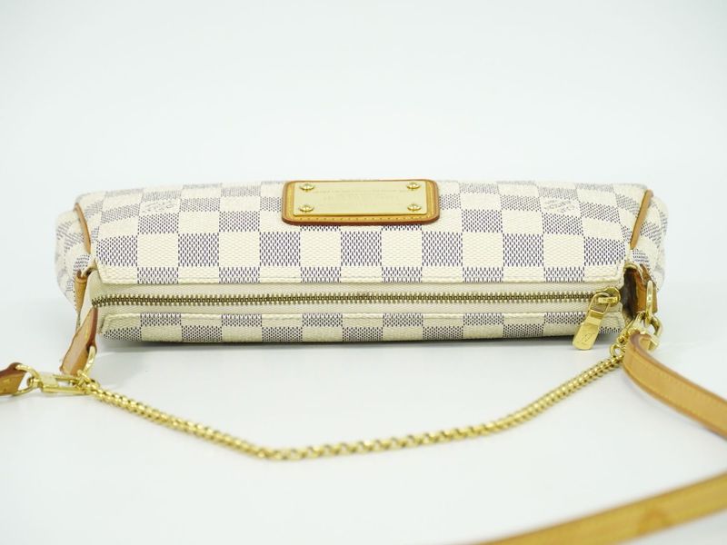 Authentic Louis Vuitton LV Eva Damier Azure 2WAY Shoulder Bag Handbag White