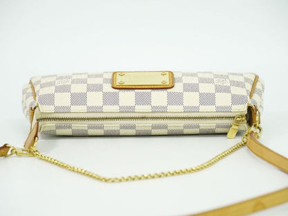 Authentic Louis Vuitton LV Eva Damier Azure 2WAY Shoulder Bag Handbag White