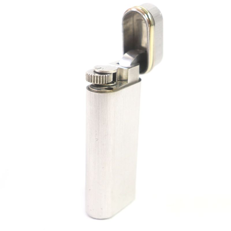  Cartier Trinity Oval Hairline Short Roller Gas Lighter Silver