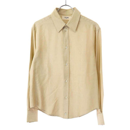 Celine 20ss Striped Silk Shirt 2c028100i Beige 37